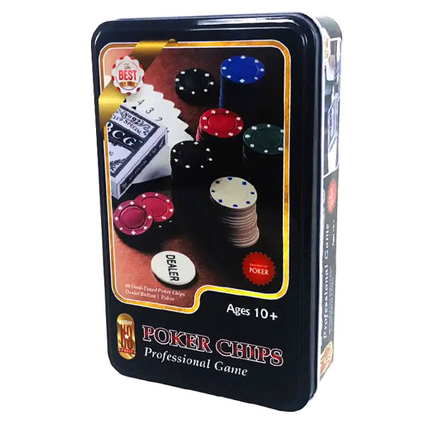 Настольная игра Покер в метилической коробке 80 фишек