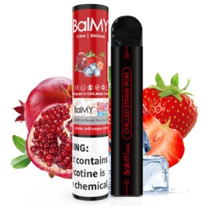 Одноразова електронна сигарета BalMY Max Акциз Chilled Straw Pomegranate (Полуниця Гранат Лід) 1500 puff