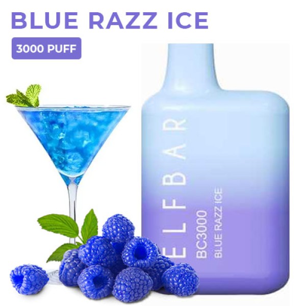 Одноразова електронна сигарета ELF BAR Blue Razz Ice (Голубина Малина Лід) 3000 puff