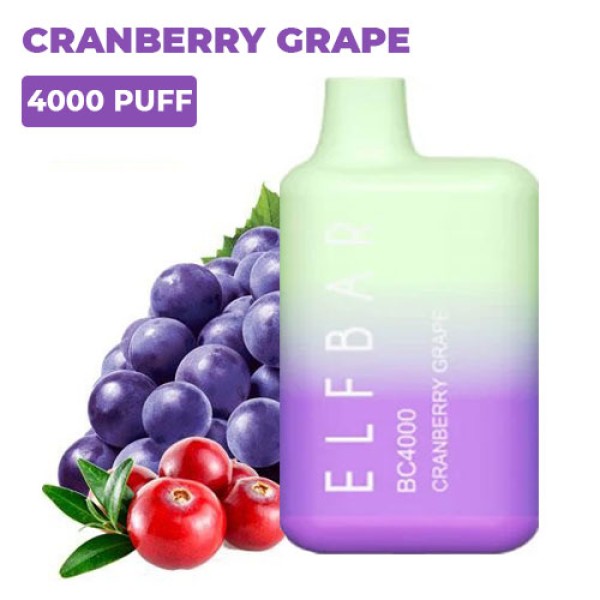 Одноразова електронна сигарета ELF BAR BC Акциз Cranberry Grapes (Журавлина Виноград) 4000 puff