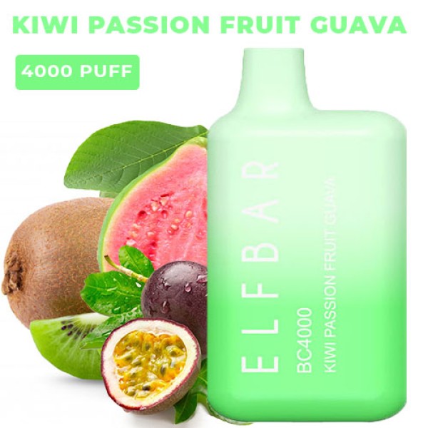 Одноразова електронна сигарета ELF BAR BC Акциз Kiwi Passion Fruit Guava (Ківі Маракуя Гуава) 4000 puff