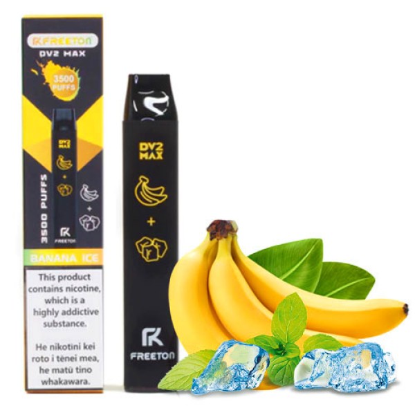 Одноразовая электронная сигарета FREETON DV2 MAX  Акциз Banana Ice (Банан Лед) 3500 puff
