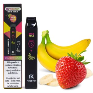 Одноразова електронна сигарета FREETON DV2 MAX  Акциз Strawberry Banana (Полуниця Банан) 3500 puff