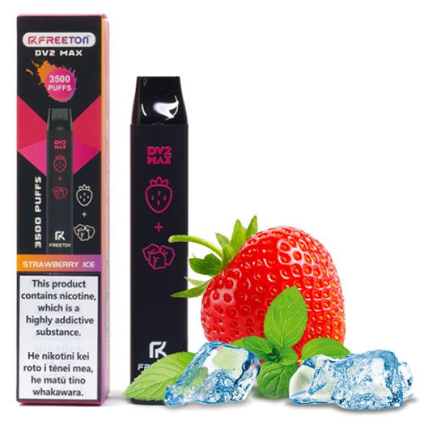 Одноразовая электронная сигарета FREETON DV2 MAX  Акциз Strawberry Ice (Клубника Лед) 3500 puff