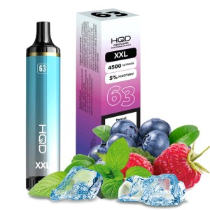 Одноразова електронна сигарета HQD XXL 63 Акциз Blueberry Raspberry Ice (Лохина Малина Лід) 4500 puff