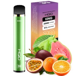 Одноразовая электронная сигарета HQD KING 39 Акциз Pog Orange Guava (Маракуйя Апельсин Гуава) 2000 puff