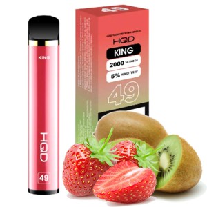 Одноразова електронна сигарета HQD KING 49 Акциз Strawberry Kiwi (Полуниця Ківі) 2000 puff