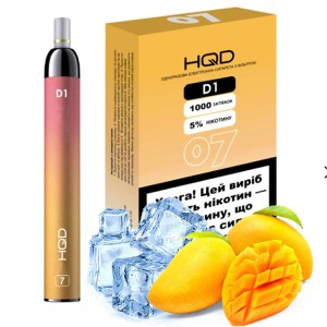 Одноразовая электронная сигарета HQD D1 07 Акциз Mango Ice (Манго Лед) 1000 puff
