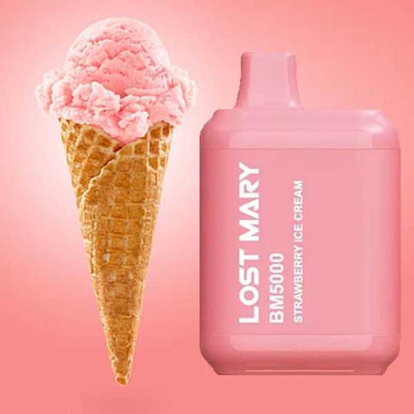 Одноразова електронна сигарета LOST MARY Strawberry Ice Cream (Полуничне Морозиво) 5000 puff