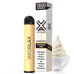 Одноразова електронна сигарета VAPORLAX Акциз Vanilla Cream (Ванільний Крем) 1800 puff