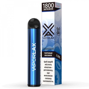 Одноразова електронна сигарета VAPORLAX Акциз Blueberry Raspberry (Чорниця Малина)1800 puff