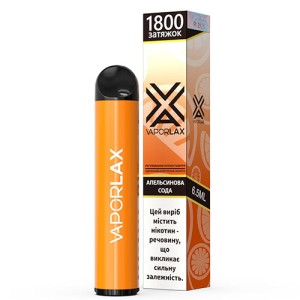 Одноразова електронна сигарета VAPORLAX Акциз Orange Soda (Апельсинова Сода)1800 puff