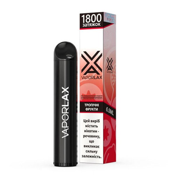Одноразова електронна сигарета VAPORLAX Акциз Tropical Fruits (Тропічні Фрукти)1800 puff