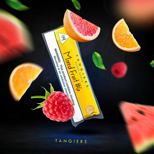 Тютюн TANGIERS Акциз Noir Mixed Fruit 4B (Апельсин Виноград Яблуко Ківі Персик)100 гр